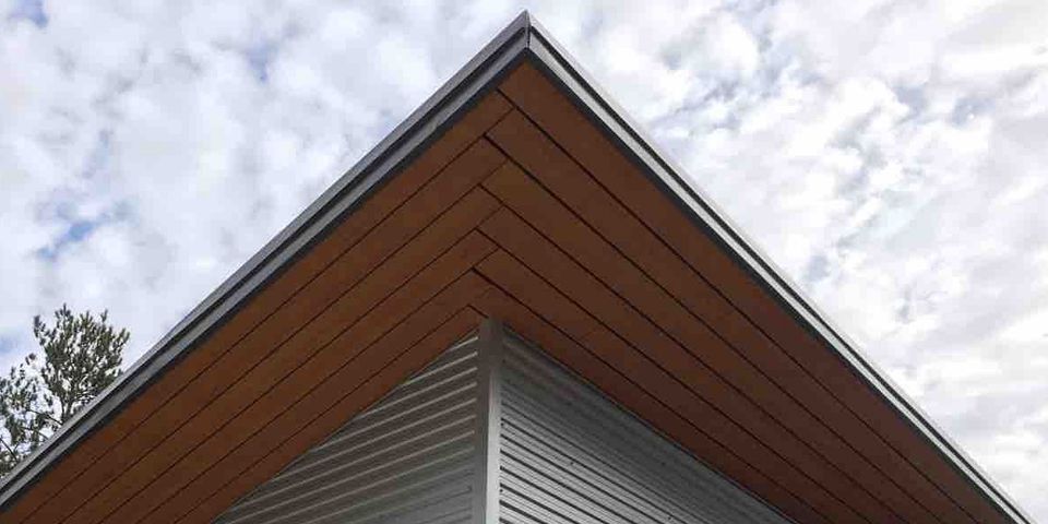 Warm wood-look soffit details add architectural character photo