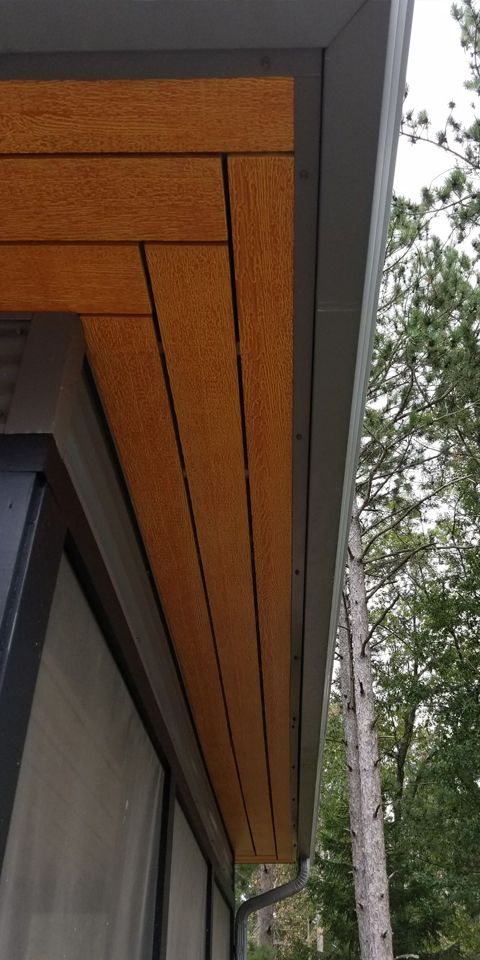 Finished soffit and fascia details completed on this Altoona home to complement the new roofing system while improving long-term protection from moisture and the elements. Properly installed soffit and fascia help support attic ventilation, protect roof edges, and enhance your home's finished appearance. photo